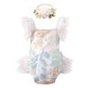 AWIBMK Newborn Baby 1st Birthday Girl Outfit Cake Smash Romper Dress Infant Lace Boho Rainbow First Dresses Mini Tutu Skirt Headband One Year Old Photoshoot White Embroidery Floral 3-6 Months view 1