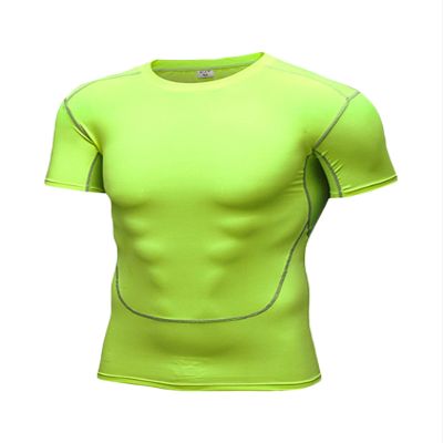 Fldy Mens Short Sleeve UPF 50+ Rash Guard Quick Dry Water Surf Swimming Shirt Athletic Gym Workout Running Shirt Fluorescent Green Small