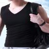 Hansber Men's Sleeveless Workout Shirt V-Neck Slim Fit Athletic Tank Top Undershirt Running Bodybuilding Muscle Shirts Black X-Large view 4