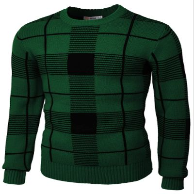 H2H Mens Casual Slim Fit Pullover Knit Sweaters Crew Neck Long Sleeve Plaid Check Patterned Green US S/Asia M (CMOSWL086)