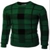 H2H Mens Casual Slim Fit Pullover Knit Sweaters Crew Neck Long Sleeve Plaid Check Patterned Green US S/Asia M (CMOSWL086) view 1