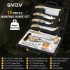 GVDV Hunting Knife Set - 15 Pieces Field Dressing Kit, Portable Deer Hunting Gear Butcher Game Processing Kit and Accessories, Hunting Knife Kit for Men Hunter view 2