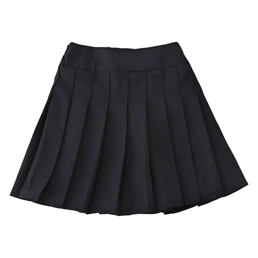 Oyolan Kids Girls Casual Pleated Tennis Short Skirt High Waist School Girls Uniform A Line Skater Mini Skirt Black 3-4 Years