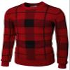H2H Mens Casual Slim Fit Pullover Knit Sweaters Crew Neck Long Sleeve Plaid Check Patterned RED US L/Asia XL (CMOSWL086) view 1
