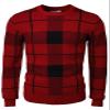 H2H Mens Casual Slim Fit Pullover Knit Sweaters Crew Neck Long Sleeve Plaid Check Patterned RED US L/Asia XL (CMOSWL086) view 4