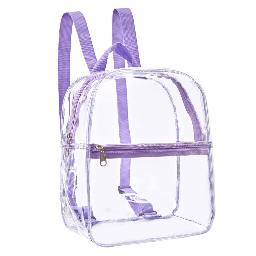 Clearworld Clear Backpack Stadium Approved,Heavy Duty Cold-Resistant Transparent PVC Backpack with Work, Security Travel & Stadium(Purple)