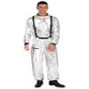 dPois Men's Long Sleeve Bodysuit Jumpsuits Astronaut Suit Halloween Cosplay Party Outfits Silver XX-Large view 2