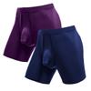 Ouruikia Men's Underwear Boxer Briefs Anti-Chafing Long Leg MensTagless Separate Pouch Large Navy/Purple view 1