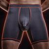 Ouruikia Men's Underwear Boxer Briefs Anti-Chafing Long Leg MensTagless Separate Pouch Large Navy/Purple view 2