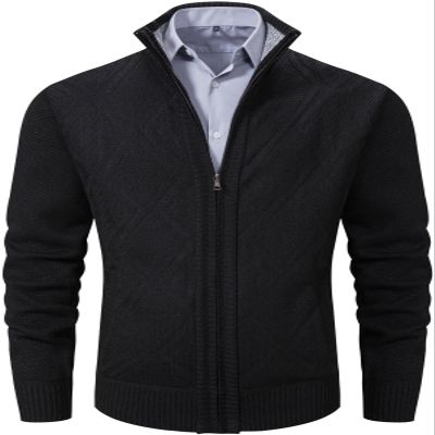 VtuAOL Cardigan Sweaters for Men Soft Thick Slim Fleece Lined Knitted Sweater for Men Black US M