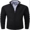 VtuAOL Cardigan Sweaters for Men Soft Thick Slim Fleece Lined Knitted Sweater for Men Black US M view 1