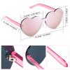 Maxdot Heart Shape Sunglasses Rimless Transparent Heart Glasses Colorful Party Favors (Holographic Pink) view 2