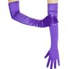 Wobe Long Opera Party 20s Satin Gloves Stretchy Adult Size Elbow Length Wedding (Purple) view 4