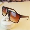HCHES Oversized Sunglasses Women Luxury Designer Big Frame Sun Glasses Men Classic Rivet Glasses Brown Black Eyewear,Auburn,China view 3