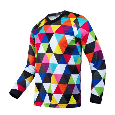 JPOJPO Men's Cycling Jersey MTB T Shirt Long Sleeve Mountain Bike Motorcycle Bicycle Clothes Anti-UV S Diamond Blue