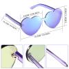 Maxdot Heart Shape Sunglasses Rimless Transparent Heart Glasses Colorful Party Favors (Holographic Coating Purple) view 2
