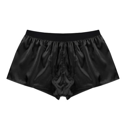 YiZYiF Men's Silky Satin Boxers Shorts Summer Loose Underwear Lingerie Shorts Black XX-Large