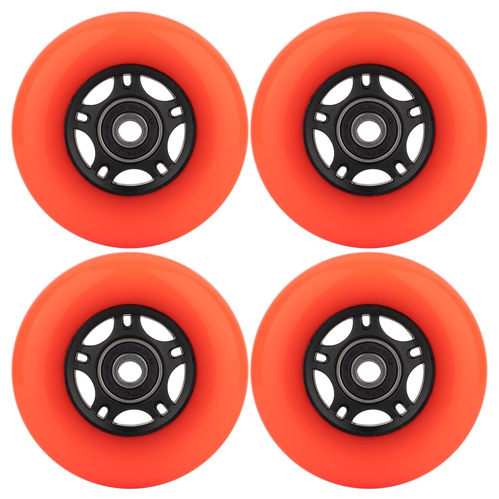 WHEELCOME Inline Skate Wheels with Bearings ABEC-9 and Floating Spacers for Blades Roller Hockey Skates, 85A Indoor & Outdoor, 64mm/70mm/72mm/76mm/80mm Dia, 4-Pack (Orange, 80mm)