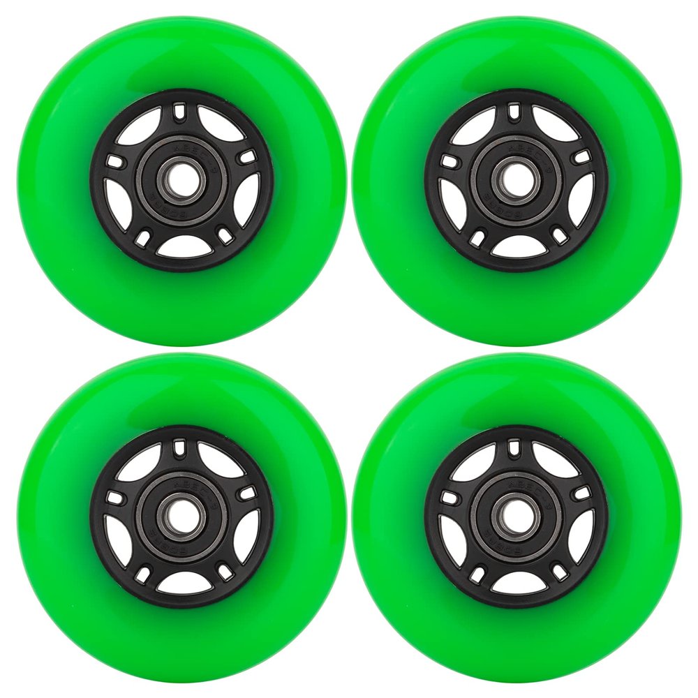 WHEELCOME Inline Skate Wheels with Bearings ABEC-9 and Floating Spacers for Blades Roller Hockey Skates, 85A Indoor & Outdoor, 64mm/70mm/72mm/76mm/80mm Dia, 4-Pack (Green, 70mm)