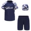 iiniim Boys Two Piece Swim Shirt Trunks Shorts Rash Guard UPF 50+ Swimsuits Quick Dry Boyshorts Swimwear Camouflage Blue 10-11 Years view 1