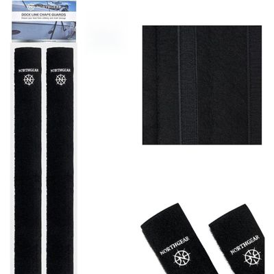 NORTHGEAR Dock Line Chafe Guards 2 Pack  24 Ultra-Strong Chafing Guard Sleeves, UV Resistant, Non-Slip Rope Protection for Boat Dock & Mooring Lines - Black