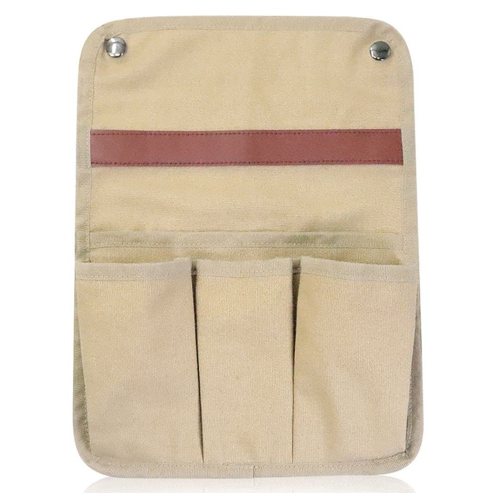Outdoor Camping Chair Armrest Hanging Bag with 4 Pockets, Multifunctional Storage Bag for Outdoor Folding Camping Chair Caddy Seat Arm Rest Cup Holder Shoulder Side Tote Bag (Khaki)