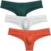 Botmois Mens Modal Bikini Boxer Briefs Underwear Male Comfy Enhance Bulge Pouch Brazilian Bikini 3-Pack(Dark Green,White,Orange) L view 1