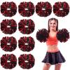WILLBOND 12pcs Cheerleading Pom Poms Bulk Metallic Foil Cheerleader Pompoms with Baton Handle for Football Basketball Cheering Squad Team Game Sports Dance Party Outfit (Black and Red) view 1