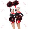 WILLBOND 12pcs Cheerleading Pom Poms Bulk Metallic Foil Cheerleader Pompoms with Baton Handle for Football Basketball Cheering Squad Team Game Sports Dance Party Outfit (Black and Red) view 4