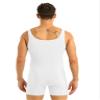 Aiihoo Mens Sleeveless Stretch Tank Top Unitard Biketard Leotard Singlet Bodysuit Jumpsuit Underwear White 3X-Large view 3