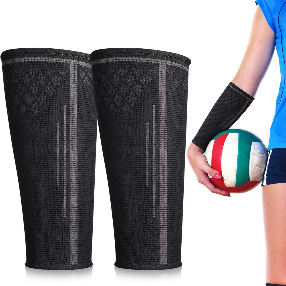 TOBWOLF 1 Pair Volleyball Arm Sleeves, S Size, Volleyball Compression Sleeve Sports Forearm Sleeves, Volleyballs Passing Forearm Sleeves, Volleyballs Training Aids for Youth, Men, Women - Black