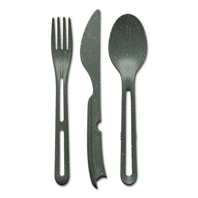 Koziol 8003701 KLIKK File Plastic, Reusable, Knife, Fork, Spoon, Outdoor, Camping, Picnic, Hiking, Vacation, Lunch to go, Cutlery Set of Three