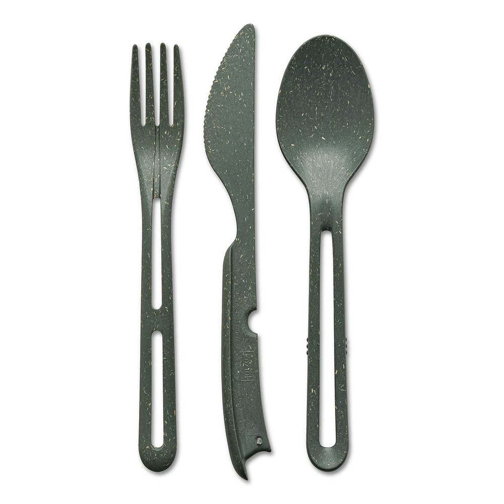 Koziol 8003701 KLIKK File Plastic, Reusable, Knife, Fork, Spoon, Outdoor, Camping, Picnic, Hiking, Vacation, Lunch to go, Cutlery Set of Three
