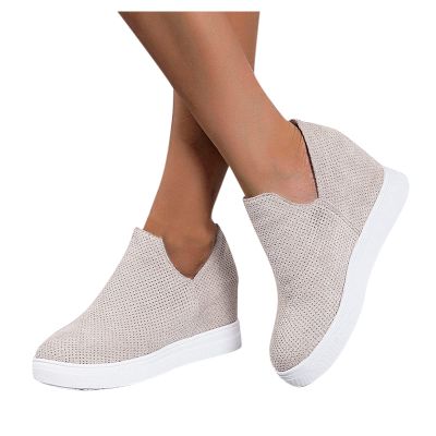 ZBYY Women's Platform Sneakers Hidden Heel Wedge Booties Canvas Shoes Fashion Walking Slip On Breathable Sneakers