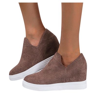 ZBYY Women's Platform Sneakers Hidden Heel Wedge Booties Canvas Shoes Fashion Walking Slip On Breathable Sneakers