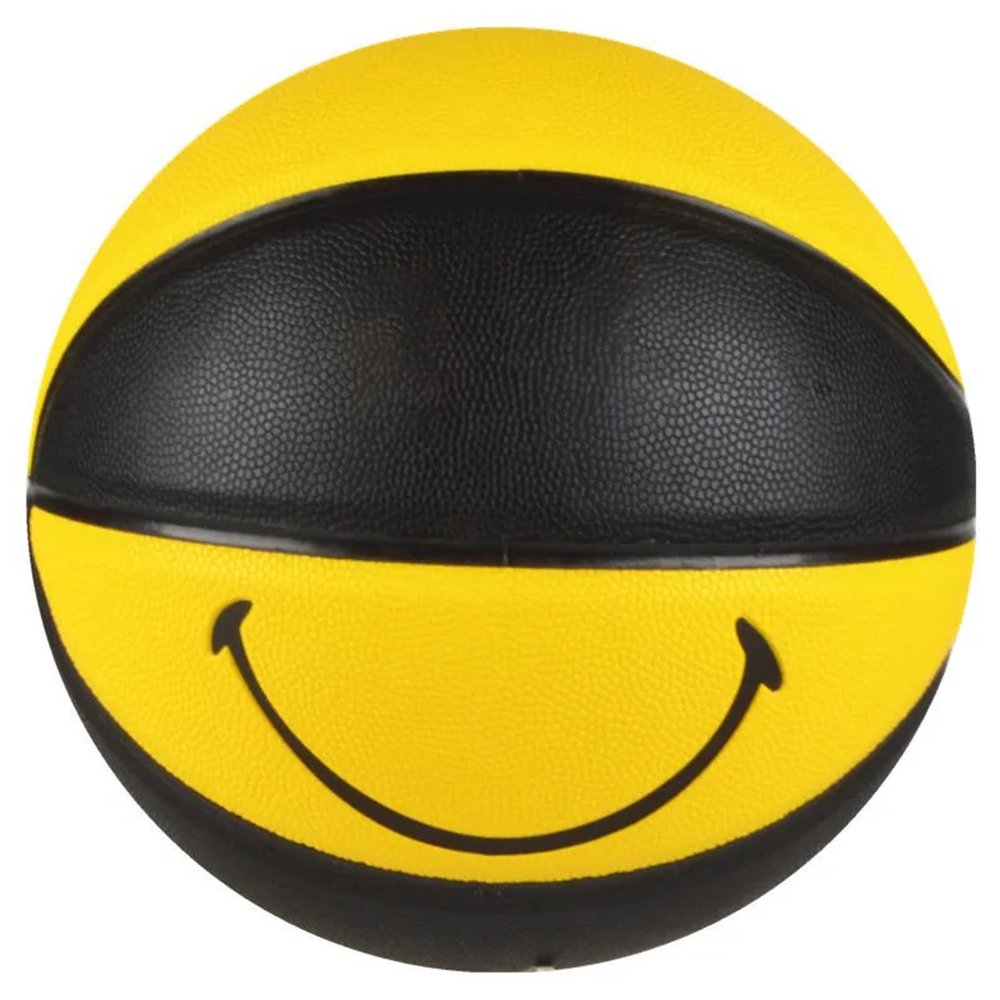MINDCOLLISION 5/6/7 Smile Basketball, Women's PU Soft Leather Basketball, Good Dribbling and Shooting Feel, Birthday Gift, Suitable for Indoor and Outdoor Use. (8 Colors),Black + Yellow,No.7