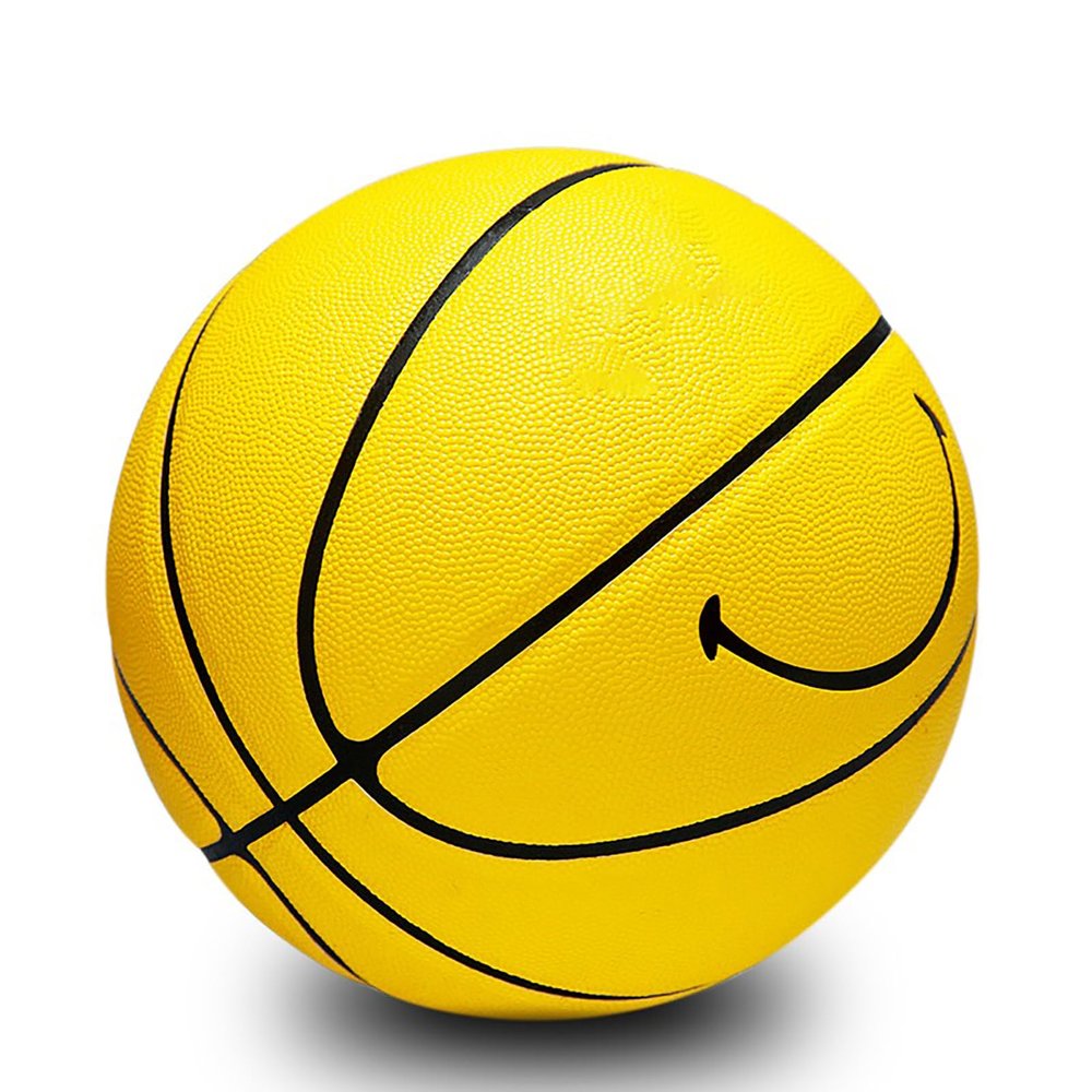 MINDCOLLISION 5/6/7 Smile Basketball, Women's PU Soft Leather Basketball, Good Dribbling and Shooting Feel, Birthday Gift, Suitable for Indoor and Outdoor Use. (8 Colors),Yellow,No.6