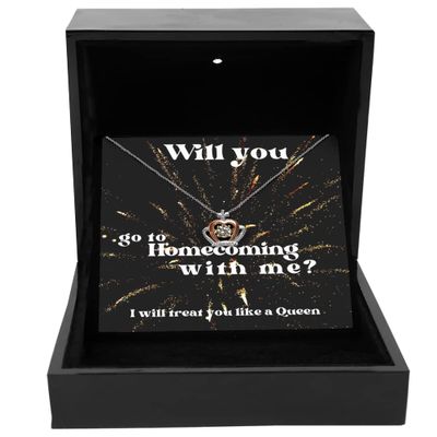Crown Pendant Necklace Luxury Box Homecoming Proposal, Will you go to Homecoming with Me, Date for Homecoming, Gift for Homecoming Date
