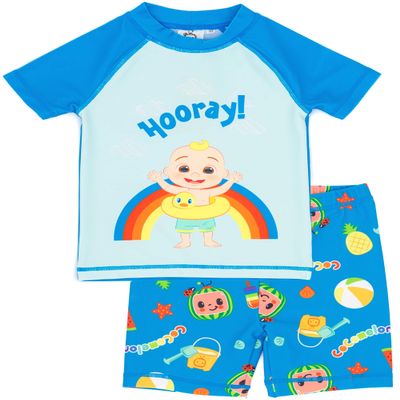 CoComelon Swimsuit Boys Kids Musical Two Piece Top Short Swim Set 3-4 Years Blue