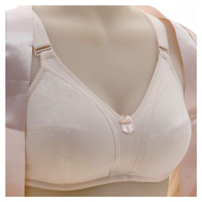 Ladies Summer Cotton Bras Thin Cup Underwear Full Coverage Sleep Bralette Comfort T-Shirt Bra for Fat Women (Color : White, Size : 100/44C)