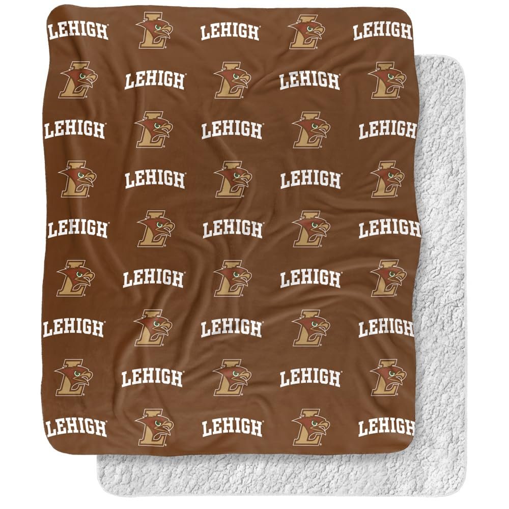 Lehigh University Blanket, 50"x60" Logo Pattern, Silky Touch Sherpa Back Super Soft Throw Blanket