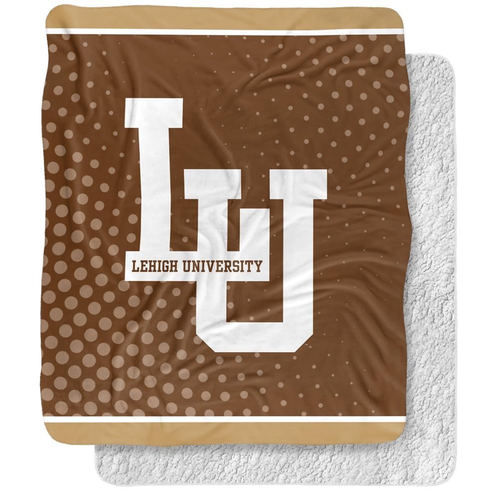Lehigh University Blanket, 50"x60" Logo Dots, Silky Touch Sherpa Back Super Soft Throw Blanket