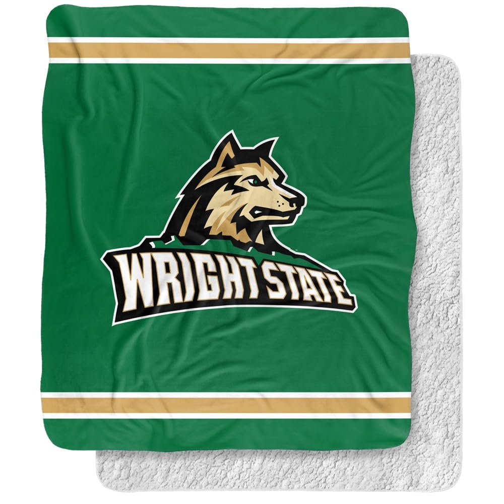 Wright State University Blanket, 50"x60" Primary Logo, Silky Touch Sherpa Back Super Soft Throw Blanket