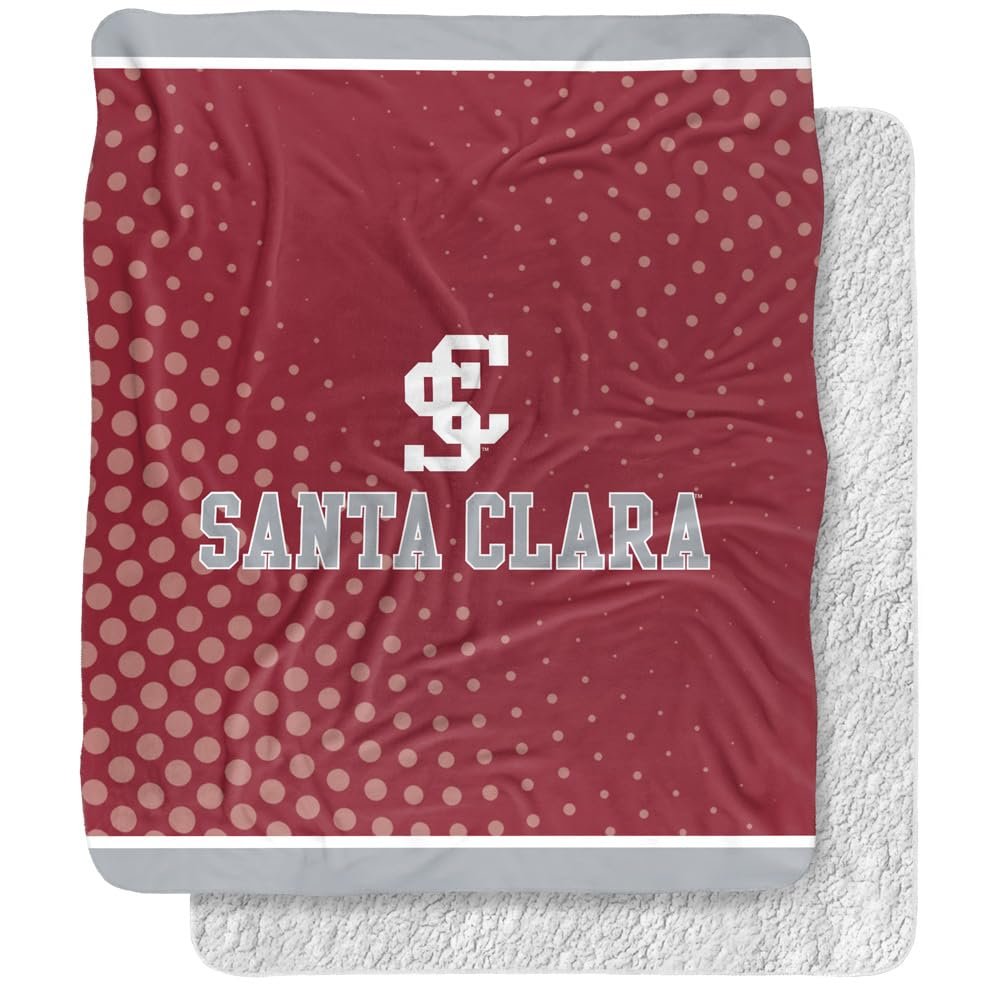 Santa Clara University Blanket, 50"x60" Logo Dots, Silky Touch Sherpa Back Super Soft Throw Blanket