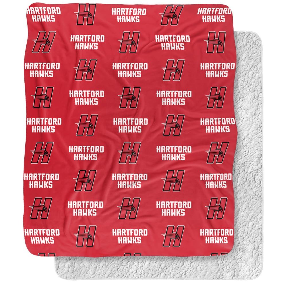 University of Hartford Blanket, 50"x60" Logo Pattern, Silky Touch Sherpa Back Super Soft Throw Blanket
