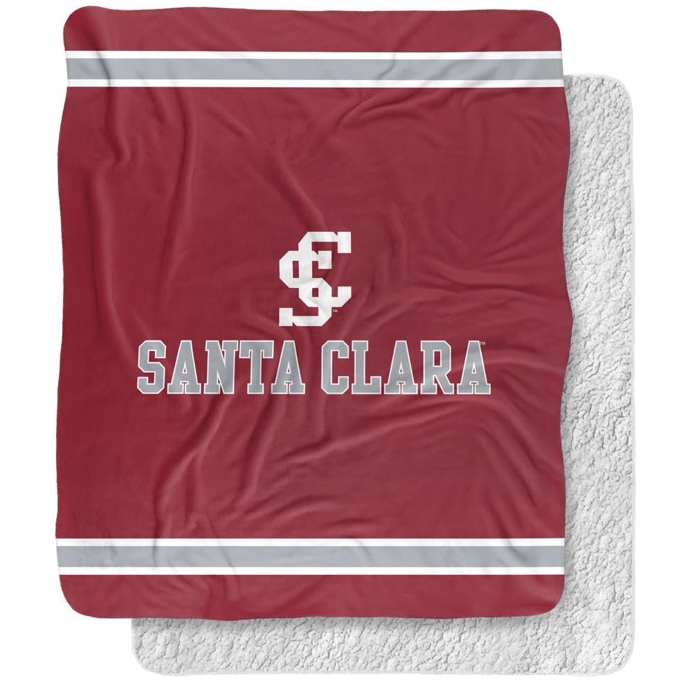 Santa Clara University Blanket, 50"x60" Primary Logo, Silky Touch Sherpa Back Super Soft Throw Blanket