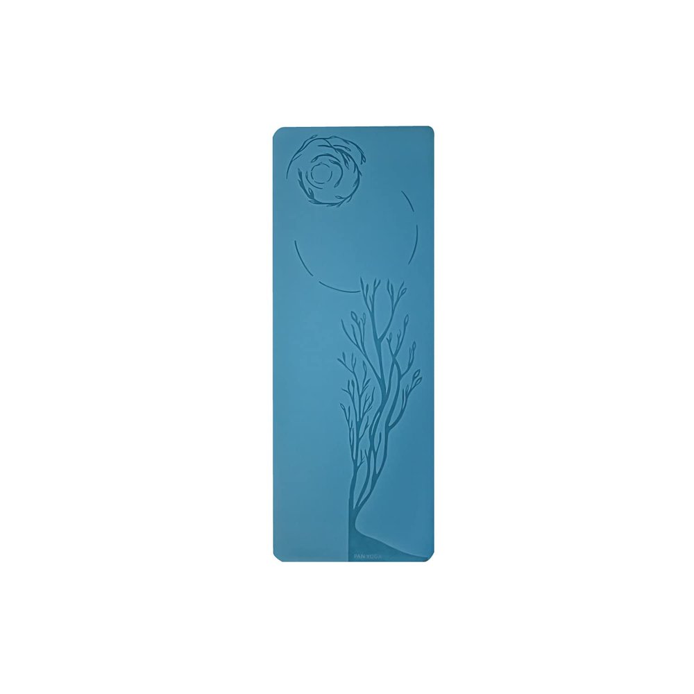 Pan Yoga Mat with Carrying Strap Eco-friendly Pro Mat - Natural Rubber and PU - Organic, Large (74" x 28" x 4mm) (Sky Turquoise)