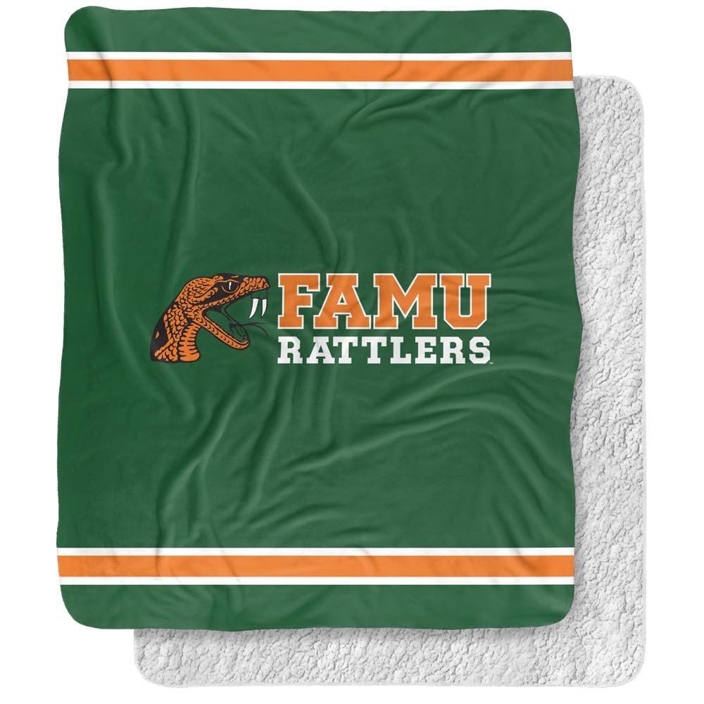 Florida A&M University Blanket, 50"x60" Primary Logo, Silky Touch Sherpa Back Super Soft Throw Blanket