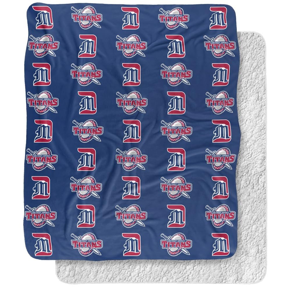 University of Detroit Mercy Blanket, 50"x60" Logo Pattern, Silky Touch Sherpa Back Super Soft Throw Blanket