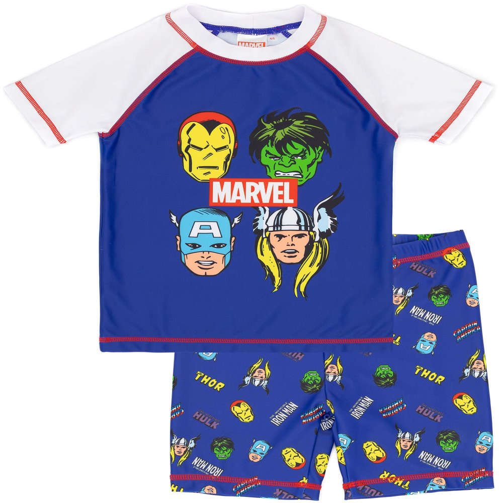 Marvel Swimsuit Boys Kids Superhero Two Piece Top Shorts Swim Set 2-3 Years Blue